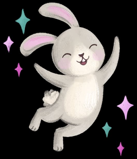 Skaczący króliczek w bajkowym świecie Bajkowego Poddasza - bohater radosnych audiobajek muzycznych